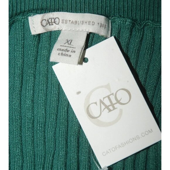 NWT Cato Est. 1946 Green Pullover Sweater Size XL Open Long Sleeve V-Neck Ribbed - Picture 9 of 12